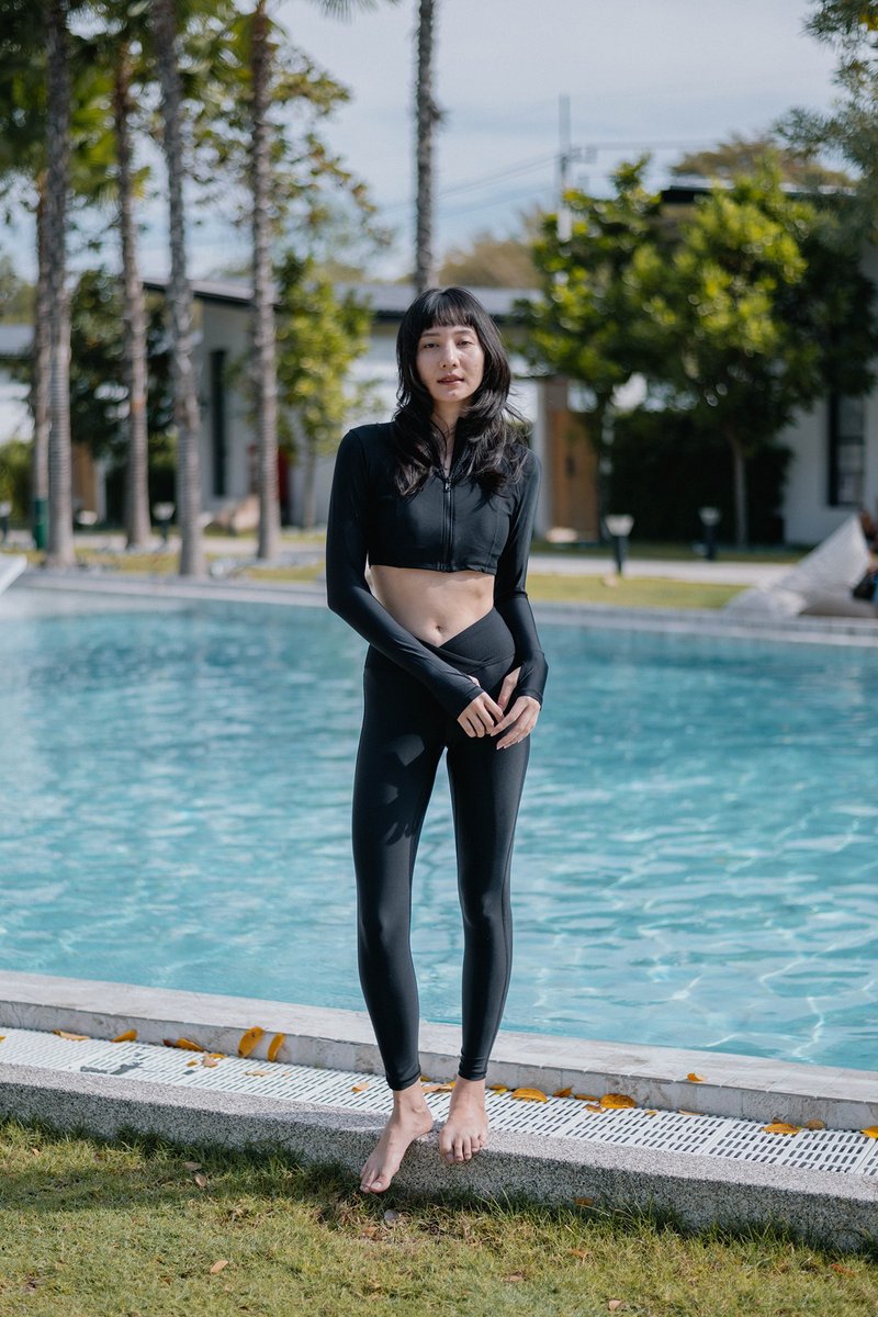 EMMA - black / swimwear crop jacket legging / MAILLOT CO. 自由潛水泳衣 - 女泳衣/比基尼 - 其他材質 黑色