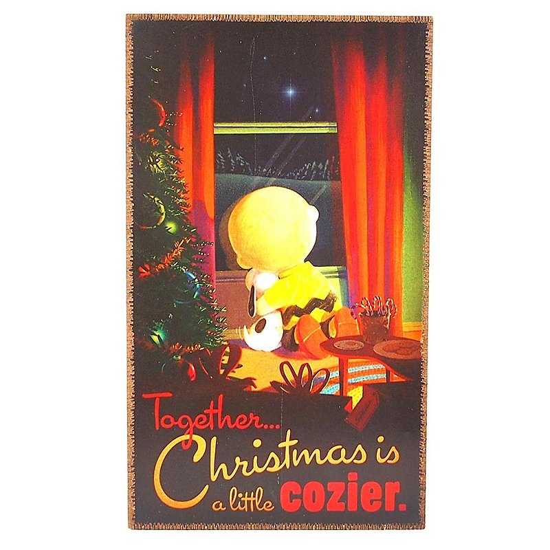 Snoopy Wooden Vintage Billboard - Quiet Christmas Night [Hallmark-Peanuts ™ Snoopy Gift Christmas Series] - Posters - Wood Brown