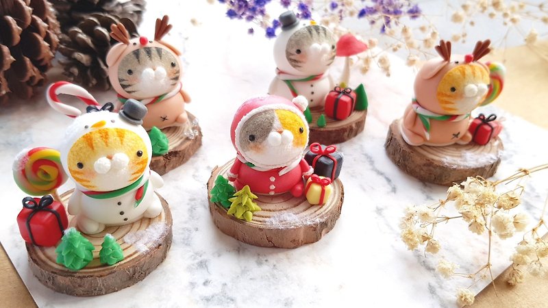 聖誕節貓咪微景-聖誕小肥仔們(整套5隻) - 裝飾/擺設  - 黏土 多色