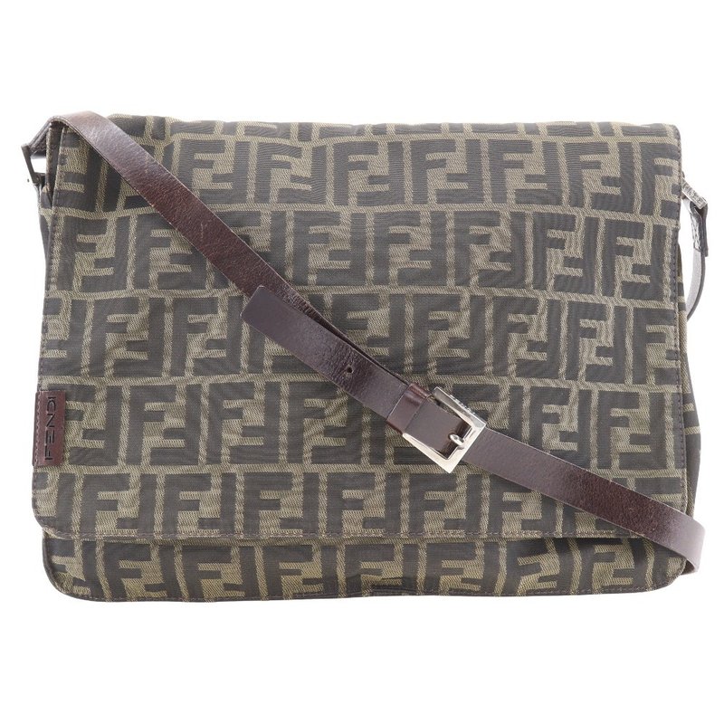 【日本直送】フェンディ FENDI ズッカ ショルダーバッグ ナイロンキャンバス 茶 ユニセックス【中古】 - 側背包/斜背包 - 尼龍 咖啡色
