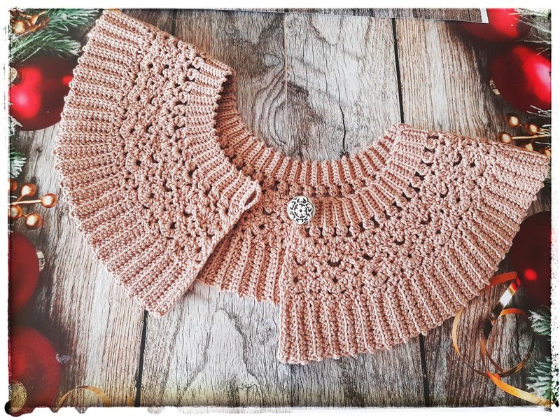 Vintage Inspired Collar Peter Pan Collar for women Crochet powder color collar - Collar Necklaces - Cotton & Hemp Pink