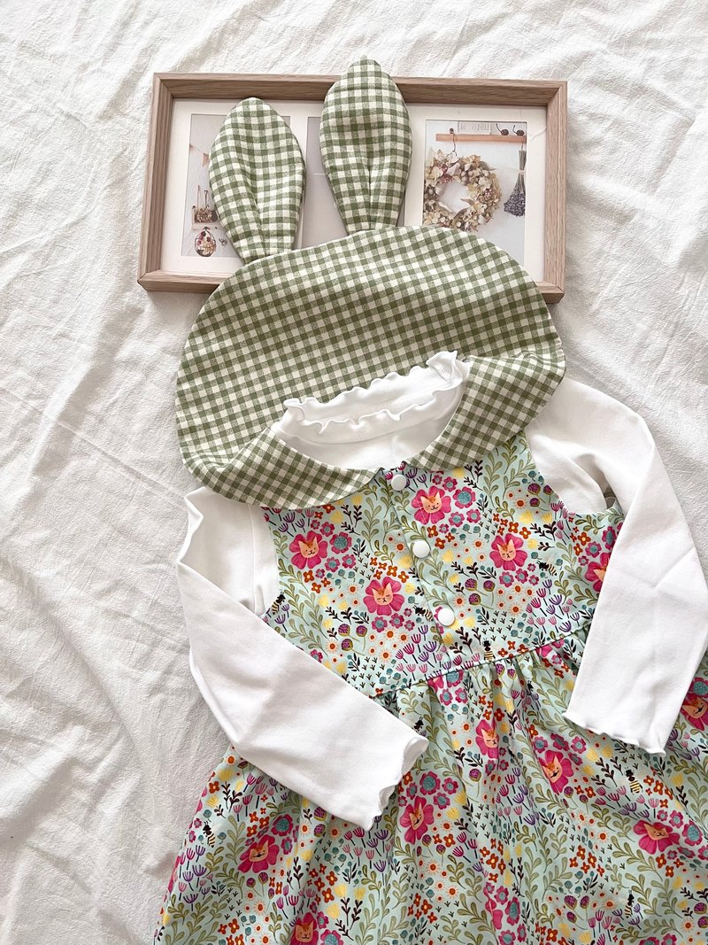 森の角落手作童裝 兔耳領小洋裝系列 女寶洋裝 - 女童洋裝/裙子 - 棉．麻 