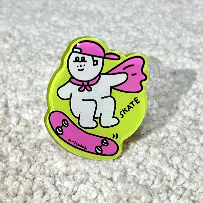 Pink and green skateboard | Acrylic glue | Mobile phone air bag holder - ที่ตั้งมือถือ - วัสดุกันนำ้ สีเขียว