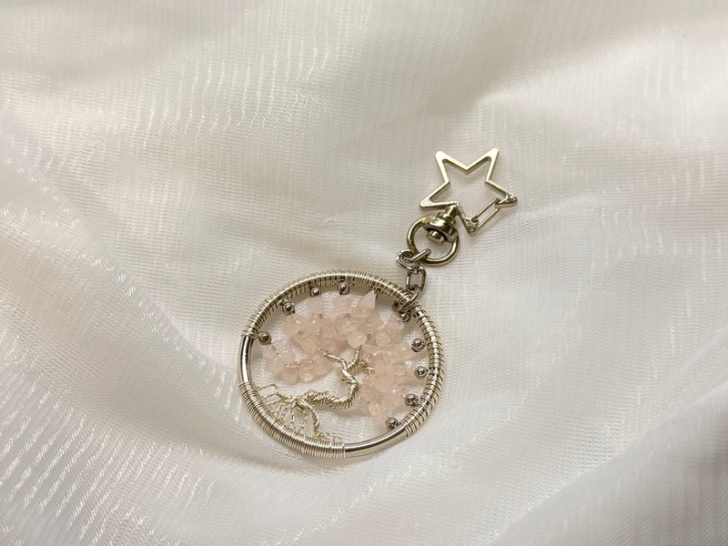 綻星柔光丨粉水晶 水晶生命樹 吊飾/鑰匙圈 - 鑰匙圈/鑰匙包 - 寶石 粉紅色