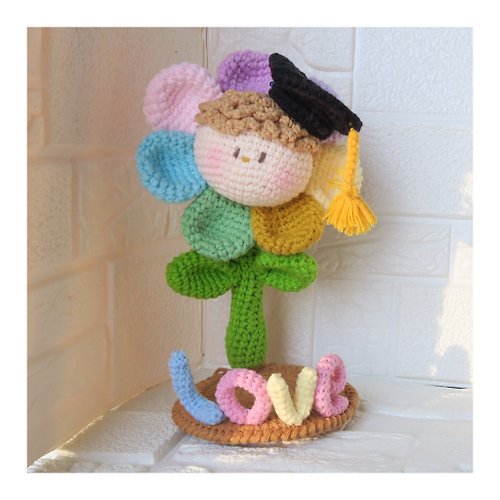 Handmade Crochet 鈎織可愛畢業花仙子手機支架~~可客製~~