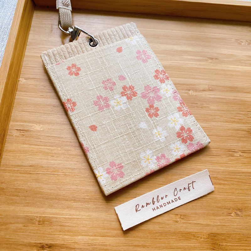 ID card holder, identification card holder, leisurely card holder, hanging neck card holder, Card Holder, cherry blossom scattered style - ที่ใส่บัตรคล้องคอ - ผ้าฝ้าย/ผ้าลินิน 