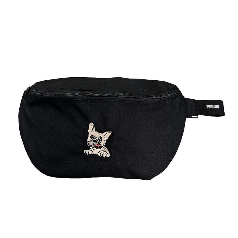 FRENCHI BULL DOG BODY BAG - FAWN - 化妝袋/收納袋 - 聚酯纖維 黑色