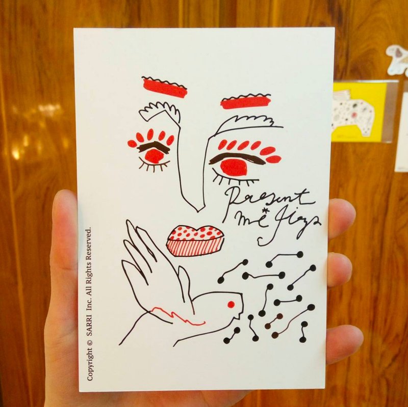 「濃妝女子」明信片 生日卡 設計 著色 插畫 繪本 卡片 萬用卡 藝術 美術 現代 情人 愛 特別 有趣 怪 特色 怪異 可愛 台灣 黃色 好玩 有趣 搶眼 潮 藝術 亮片 閃 酷炫 不一樣 名牌 本土 外國人 送禮 禮物 觀光 風格 品味 驚喜 美好 旅途 旅行 快樂 幸福 希望 祝福 心 結婚 求婚 送 限定 獨家 情人節 感謝卡 感恩 原創 文創 鼓勵 postercard birth - 卡片/明信片 - 紙 紅色