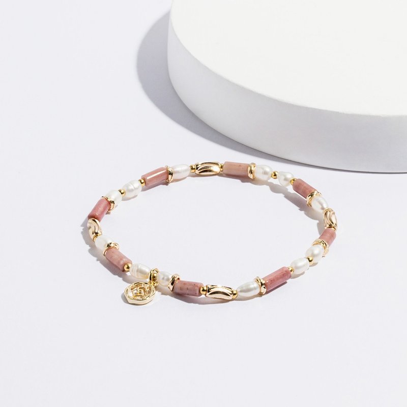 Love Words | Mahogany Grain Pearl | Natural Crystal Bracelet - Bracelets - Crystal Pink