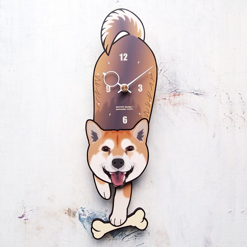 D-67 柴犬(口開き) - ペットの振り子時計 - 時計 - 木製 
