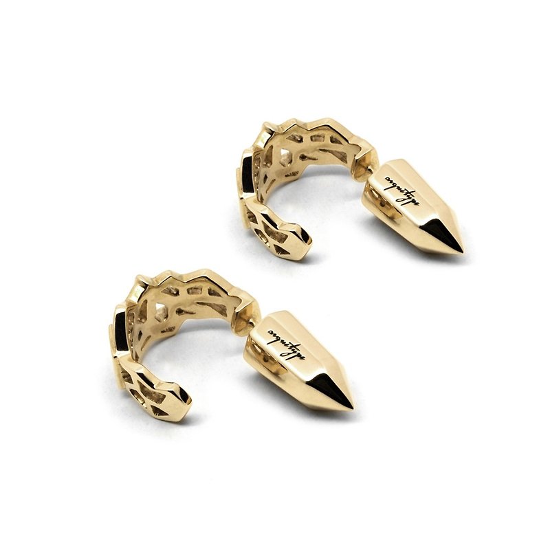 WIREFRAME Earrings /  Gold  (design silver jewelry) - ต่างหู - โลหะ สีทอง