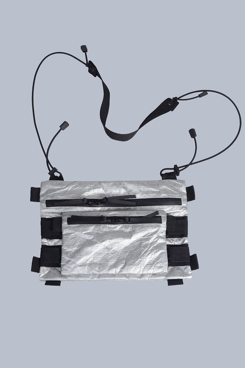 Shoulder bag Metallic tyvek crossbody messenger bag with wallet Eco friendly - Messenger Bags & Sling Bags - Other Materials Silver