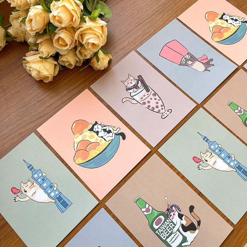 Comprehensive Cat x Taiwan Famous Items Postcard Set - Cards & Postcards - Paper Multicolor
