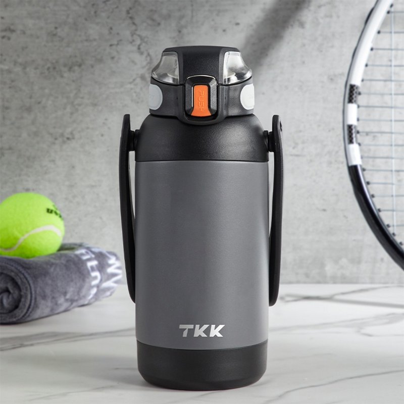 [TKK] Falcon Series 316 Stainless Steel Portable + Strap Insulated Sports Bottle 1100ML-Dark Night Black - กระติกน้ำ - สแตนเลส สีดำ