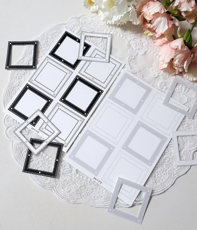 Mono Square Frame Paper - 貼紙 - 紙 