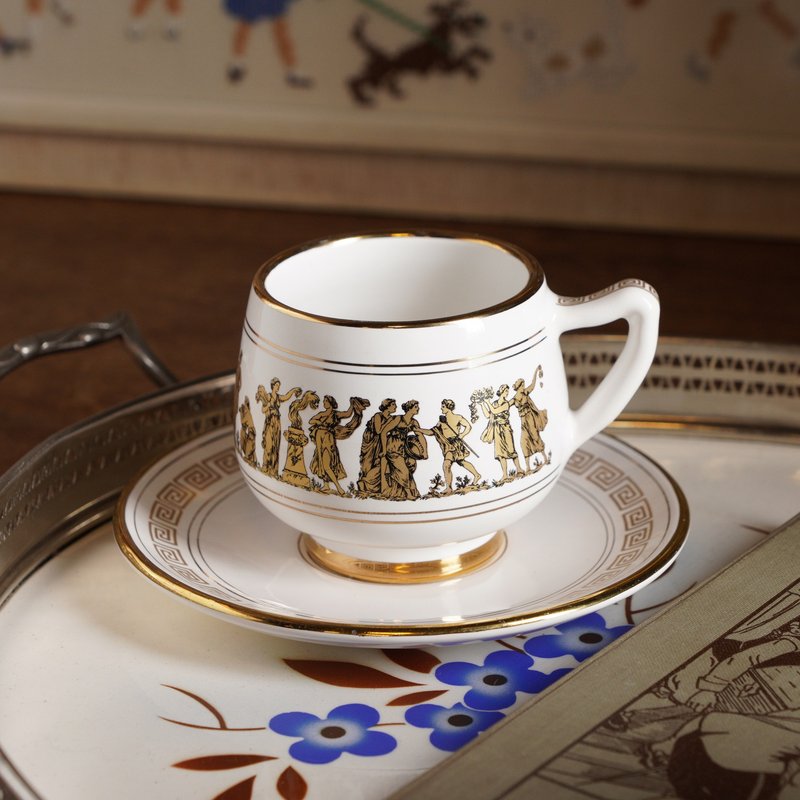 希臘Arguros Ceramics神話人物手工24K金杯組 - 茶壺/茶杯/茶具 - 其他材質 白色
