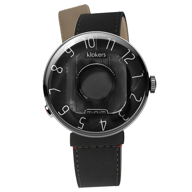 KLOK-08-M2 graphite black watch head + single-turn thin straight leather strap (18mm) - Men's & Unisex Watches - Other Materials Black