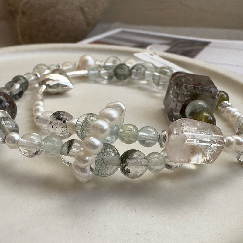 ELA exclusive design natural crystal double circle bracelet customization - สร้อยข้อมือ - คริสตัล หลากหลายสี