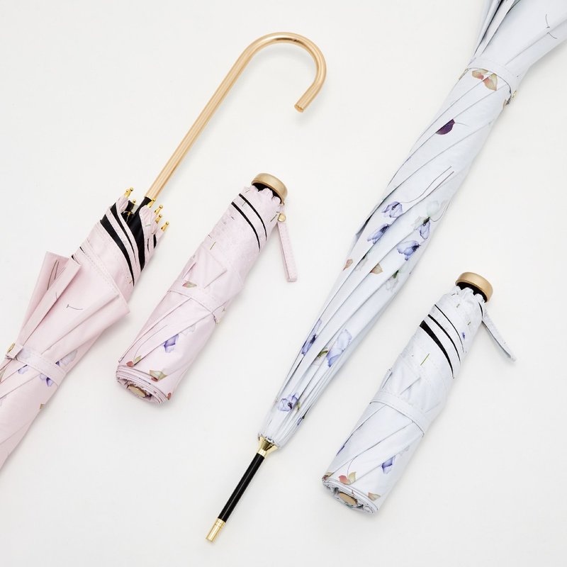 Tcf. Manhuaxiyu anti-UV gold handle elbow straight umbrella parasol - Umbrellas & Rain Gear - Other Materials Multicolor