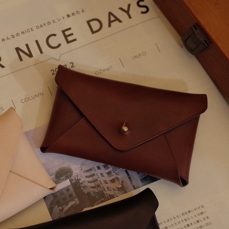 Good Classic Leather Envelope Bag Small / Brown - ที่เก็บนามบัตร - หนังแท้ สีนำ้ตาล