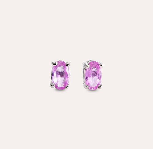 安珠 AND JEWEL 每天配戴的天然寶石 安珠 粉剛 粉色 橢圓 3*5mm 耳環 經典系列 Oval E 寶石銀飾 AND