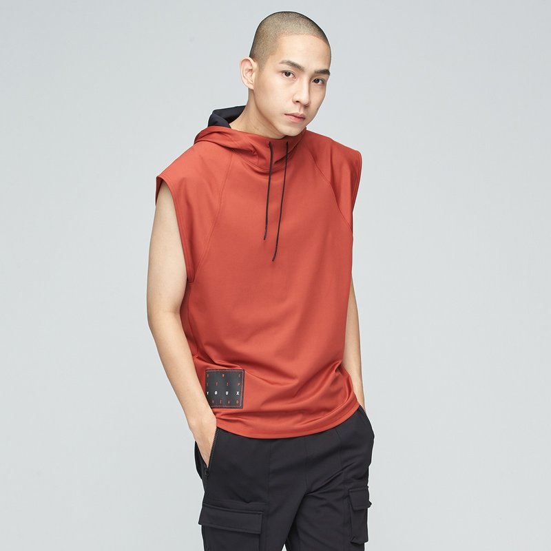 Antibacterial suction hooded vest (male) - smoked tea red - Men's Tank Tops & Vests - Polyester Red