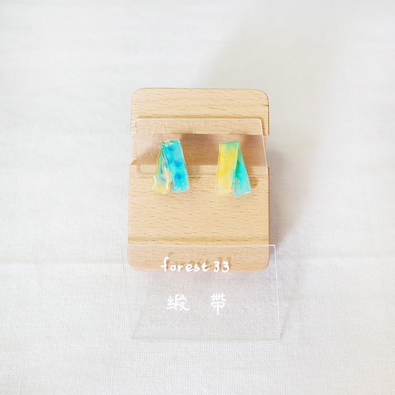 Ribbon hand-painted earrings, Clip-On/ear pins - Earrings & Clip-ons - Waterproof Material Multicolor