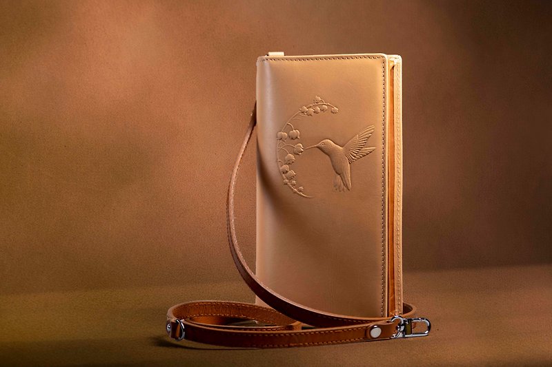 Hummingbird leather carving long clip - Wallets - Genuine Leather 