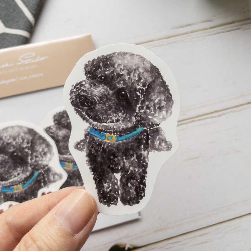 Puppy Series Sticker-Sticker,Watercolor,illustrations,Sticker,Poodle Sticker - สติกเกอร์ - กระดาษ สีนำ้ตาล