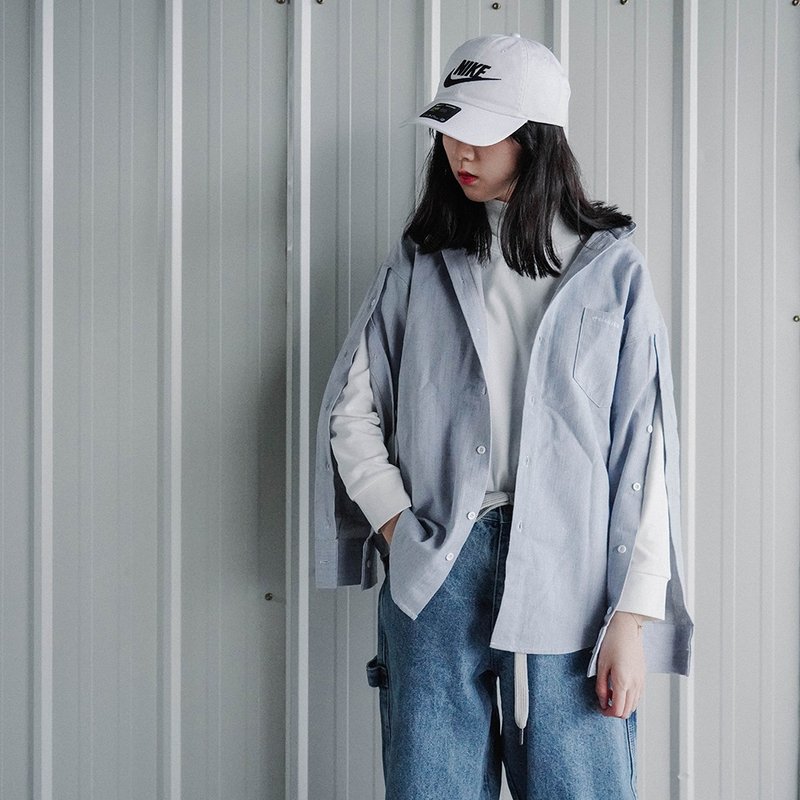 OTHERCOLOR 18AW封閉森林條紋復古開衩紐扣襯衫 男女同款 - 女襯衫 - 棉．麻 多色
