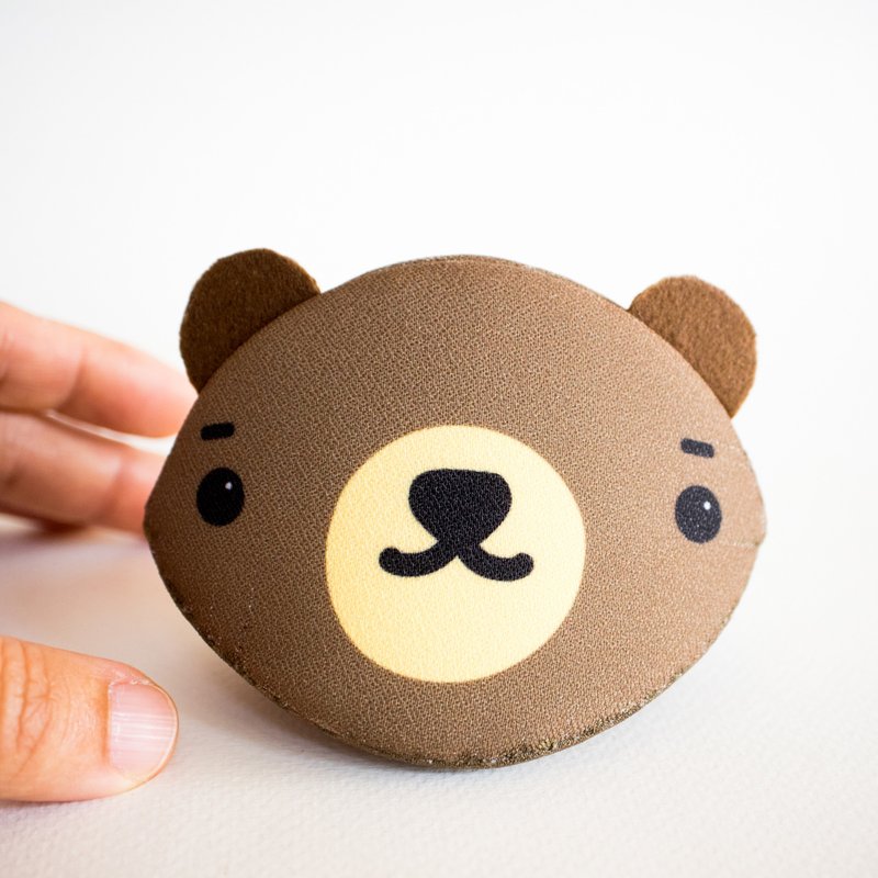 Brown bear Accessory purse. Japanese style bag. - 零錢包/小錢包 - 棉．麻 咖啡色