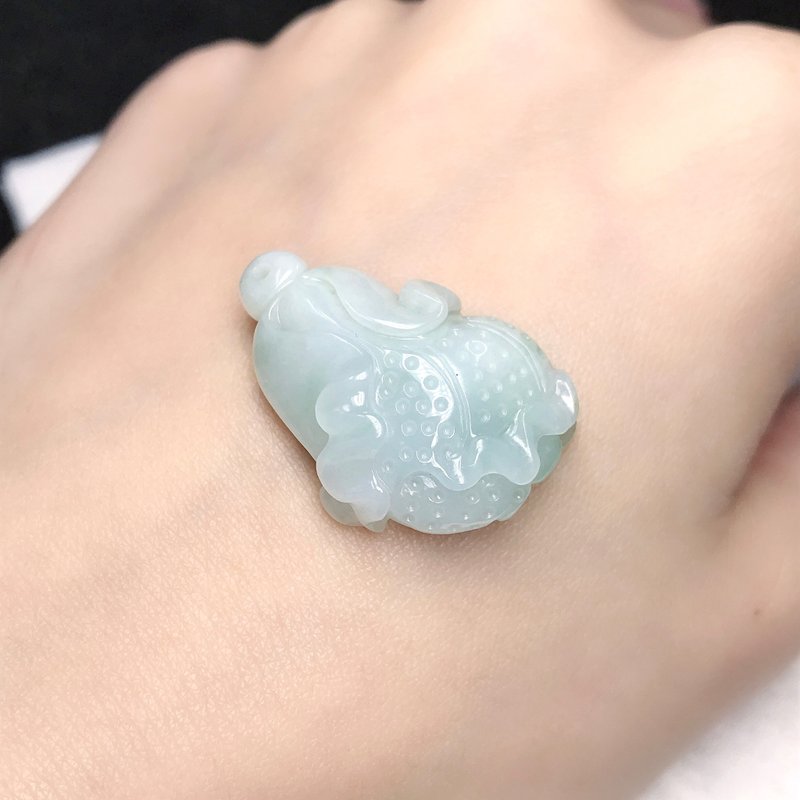 冰種翡翠巧雕白菜 | 天然緬甸A貨翡翠 | 送禮 - 耳環/耳夾/耳骨夾 - 玉石 透明