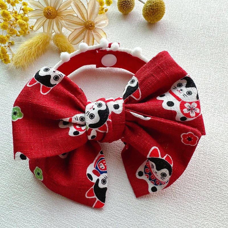 Pet bow tie/pet scarf/pet collar/dog collar/Japanese cloth/neck circumference - ปลอกคอ - ผ้าฝ้าย/ผ้าลินิน หลากหลายสี