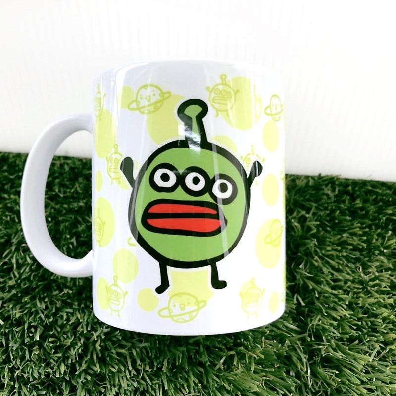 1212 Fun Design Mug-Alien Baby - แก้วมัค/แก้วกาแฟ - เครื่องลายคราม สีเขียว
