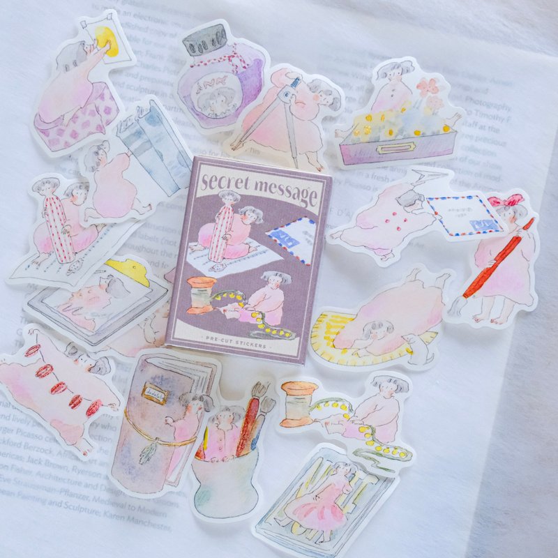 Sticker Flakes - Secret Message - Matchbox 07 | Kawaii Planner Stickers Die Cut - สติกเกอร์ - กระดาษ สึชมพู