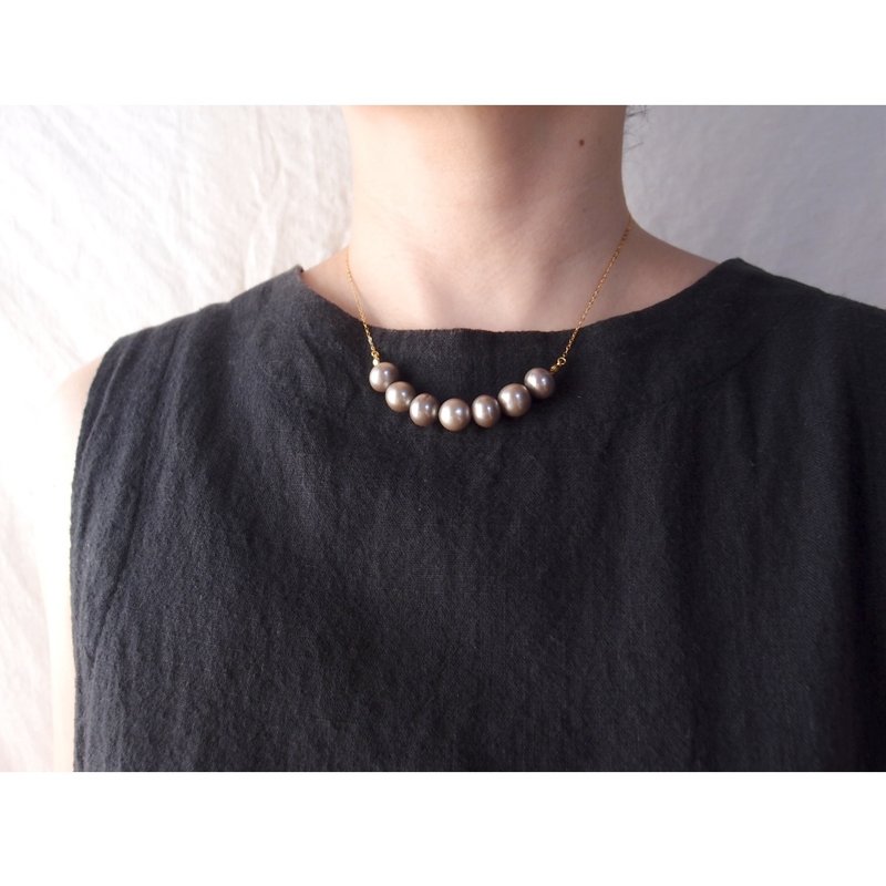 【K14gf】Greige Pearl Necklace　グレージュ パールネックレス - 項鍊 - 珍珠 金色