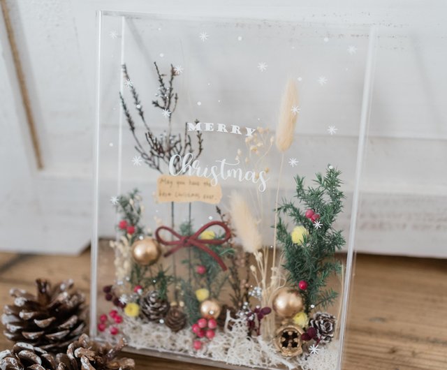 Sslプリザーブドフラワーフレームアクリルフラワーボックスクリスマス限定交換ギフトクリスマスプリザーブドフラワーフレーム ショップ Ssl Tresors ドライフラワー ブーケ Pinkoi