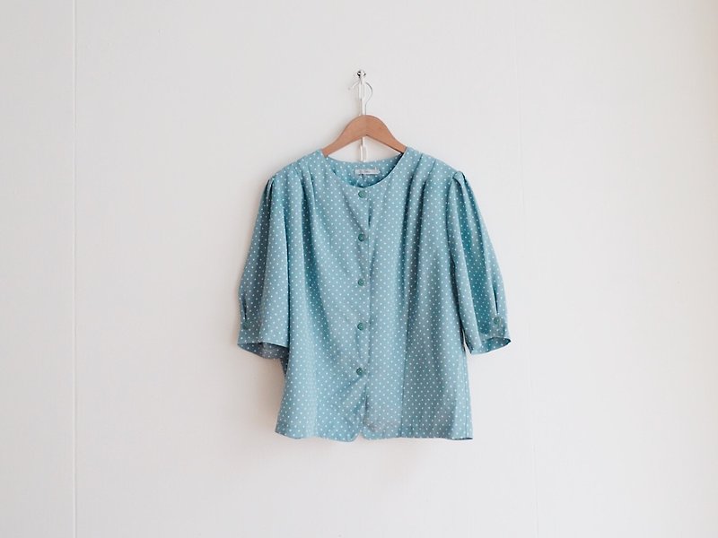 Vintage / Shirt / Five-sleeve no.104 tk - Women's Shirts - Polyester Blue