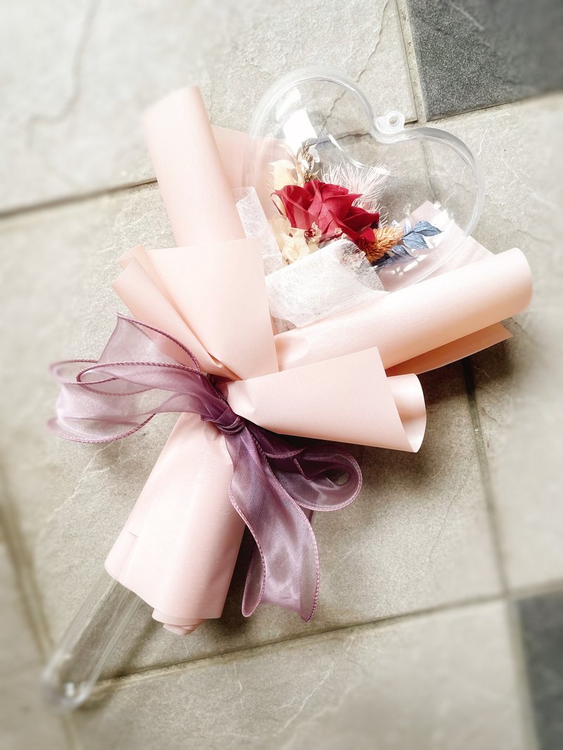 Miss。花謎 【愛心仙女棒】永生玫瑰花束 情人節 - 乾燥花/永生花 - 植物．花 紅色