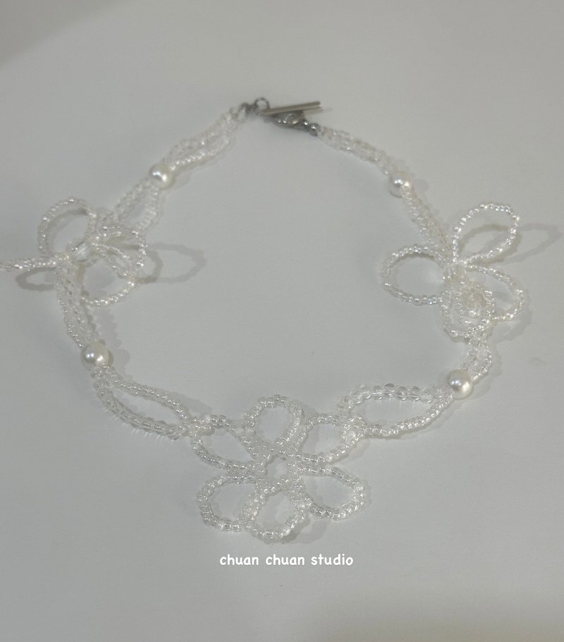 Healing Beaded Necklace - Bridal Flower Heavy Industry Translucent Beaded Necklace - สร้อยคอ - วัสดุอื่นๆ สีใส