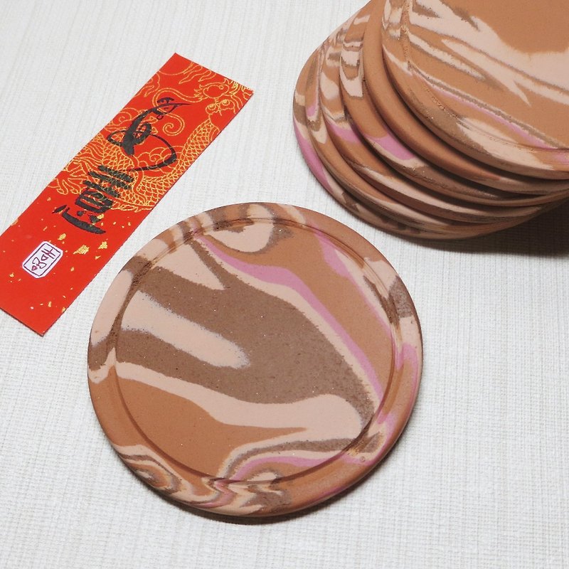 [Series] Stone brick pattern coasters super absorbent material small office - Coasters - Pottery Orange