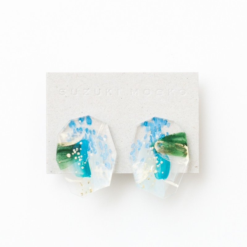 earrings (夾式) - ต่างหู - อะคริลิค สีน้ำเงิน