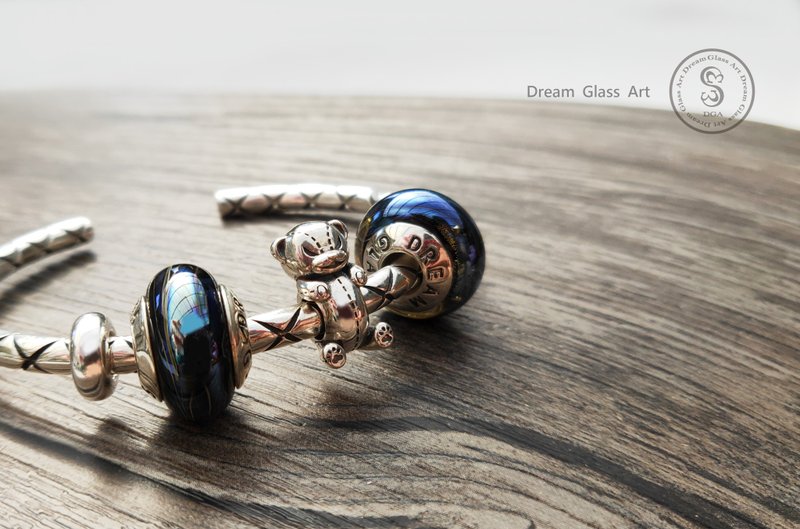 DreamGlassArt*惡魔熊隔珠SBB-190413 - 手鍊/手環 - 其他金屬 銀色