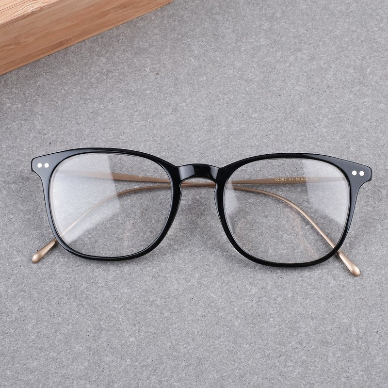 【福祉】韓国レトロ箱チタンミラーメガネフレーム - 眼鏡・フレーム - その他の素材 ブラック