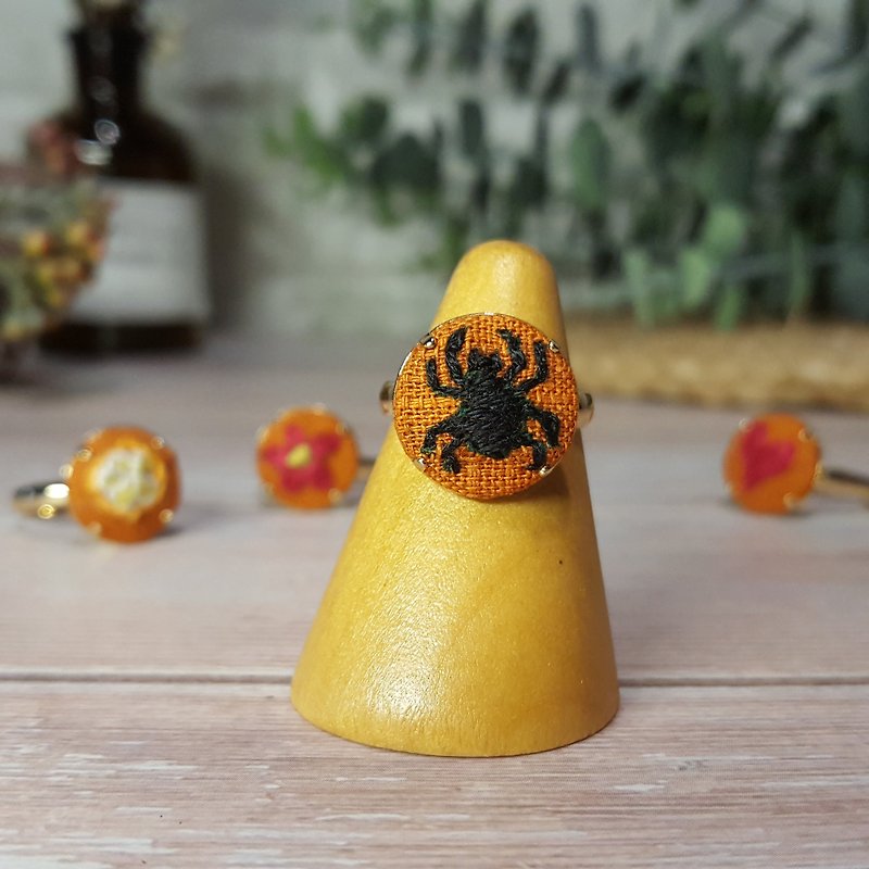 Embroidered Cloth Ring_Warm Maple Series_Spider - General Rings - Thread 