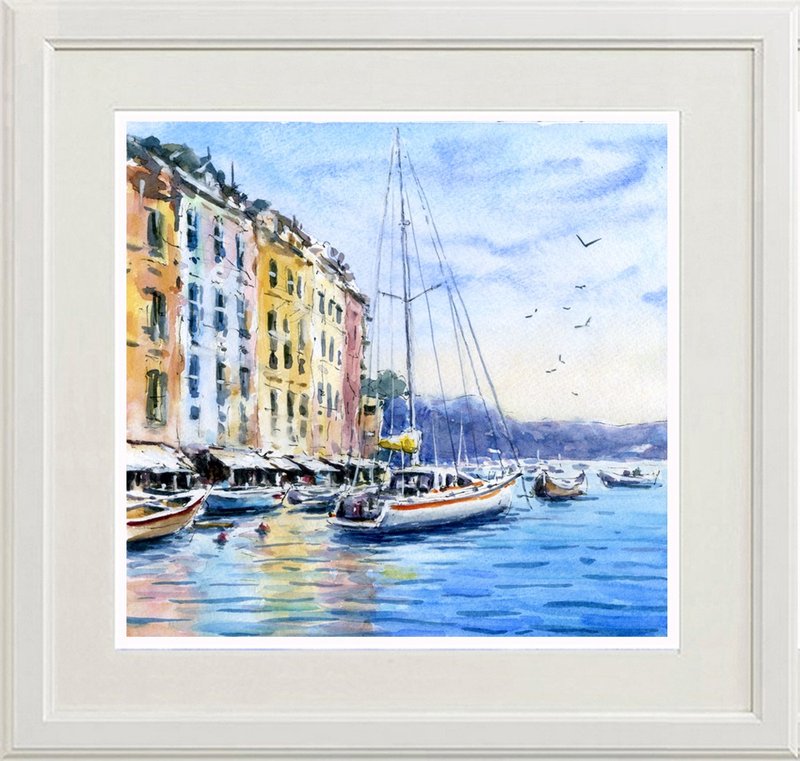 Made to order: Original watercolor painting of Portofino - Posters - Paper Blue