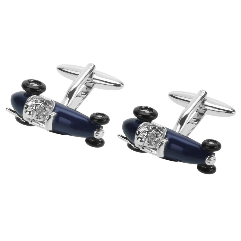 Navy Racing Car Cufflinks - Cuff Links - Other Metals Blue