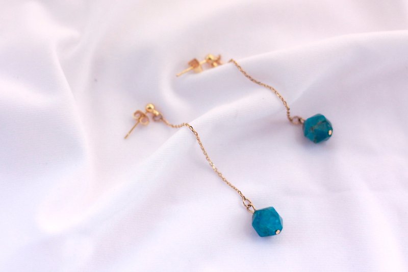 Elegant Blue Apatite Drop Earrings 925 Sterling Silver Plated 22K Ear Pin - Earrings & Clip-ons - Gemstone Blue