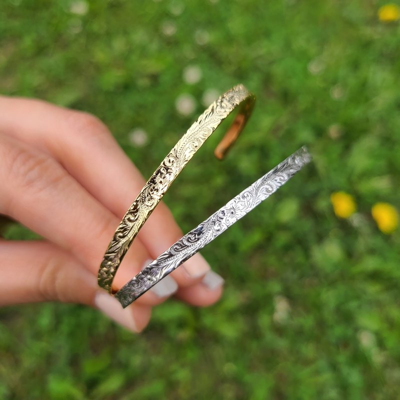 Hawaiian bangle  / Silver or Gold - สร้อยข้อมือ - เงินแท้ สีเงิน