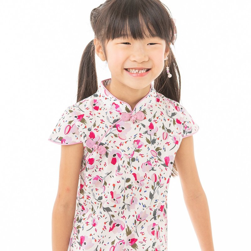 Children's cheongsam, antique style, four seasons, dyed with fragrance - Qipao - Cotton & Hemp 